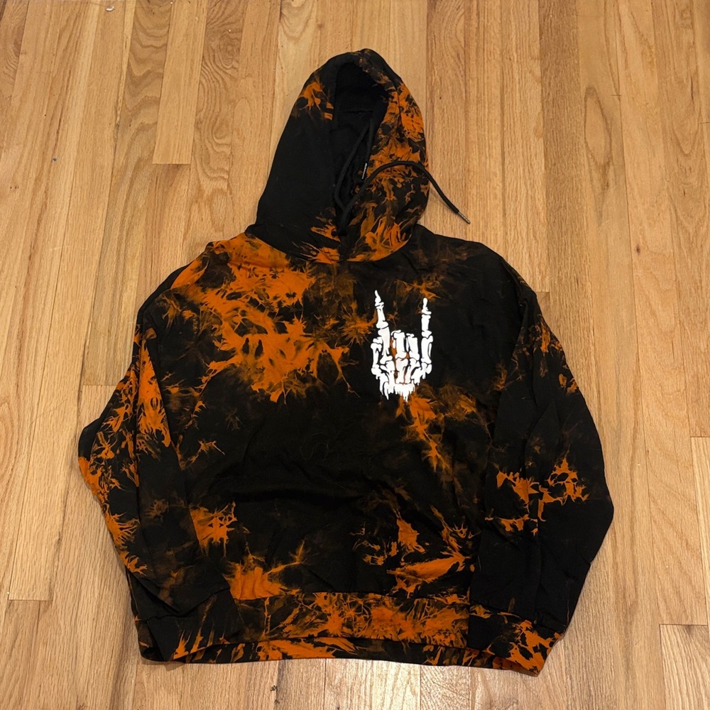 SHEIN Black and Orange Graphic Hoodie